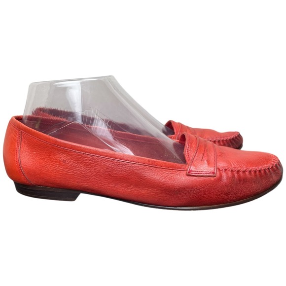 Vintage Pappagallo Penny Loafer Womens 10M Red/Orange  Leather  Casual Preppy - Picture 4 of 16